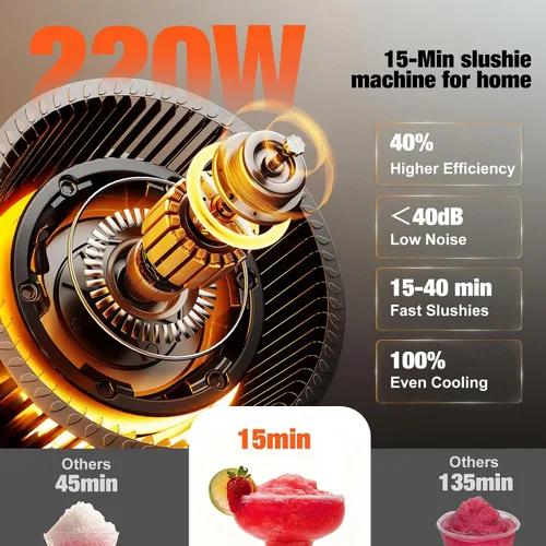 Vista 13 de Máquina de granizado sin necesidad de hielo, limpieza automática, 220 W, máquina de bebidas congeladas rápidas con 6 programas preestablecidos
