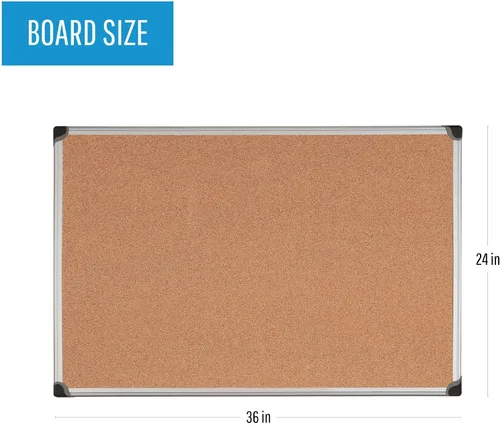 Vista 2 de MasterVision Maya Series Tablero de anuncios de corcho autorreparable, tablero de corcho con pasador de empuje para montaje en pared, 24 x 36