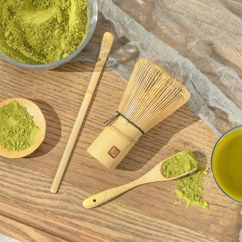 Vista 9 de Restaurantware - Juego de batidor de té Dojo Matcha, juego de 3 piezas de cepillos tradicionales de matcha, incluye batidor (Chasen), cuchara
