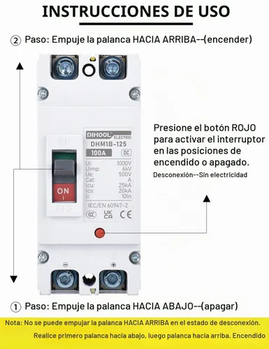 Vista 7 de DIHOOL Interruptor Principal de 100 Amperios CC, Interruptor de Desconexión de Batería de 500V, Interruptor Maestro para Motor de Arrastre de Barco