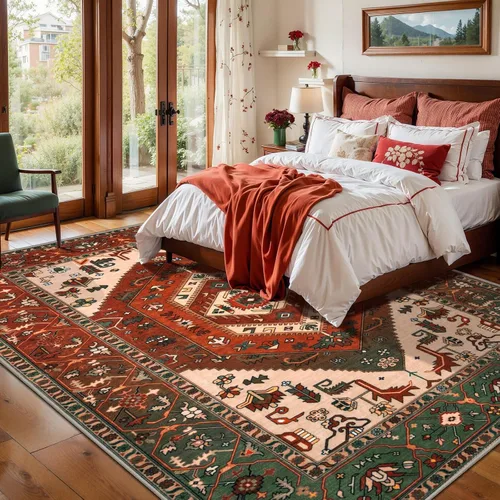 Vista 567 de SERISSA - Tapetes florales vintage, antideslizante, lavable, pequeño, ultrasuave, bohemio, de pelo bajo, para entrada, interiores, habitación