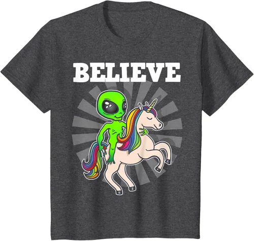 Vista 41 de Believe Space Alien Riding Unicorn - Camiseta de regalo divertida, Negro, S
