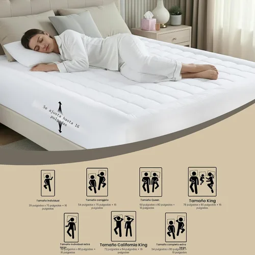 Vista 5 de Almohadillas de colchón premium, gemelo, Blanco