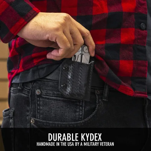 Vista 3 de Clip & Carry Kydex - Funda multiherramienta para cuero Wave & Wave + Plus, fabricada en Estados Unidos, funda para múltiples herramientas, funda