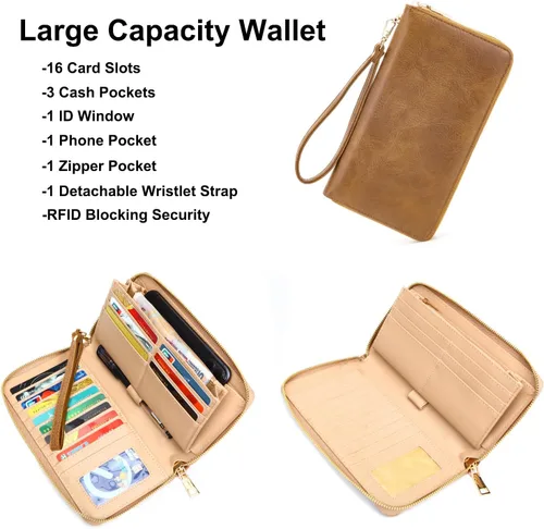 Vista 5 de Soperwillton Mochila de moda para mujer, bolso de hombro de cuero antirrobo, bolsa de viaje, múltiples bolsillos, cartera, juego de 3 piezas