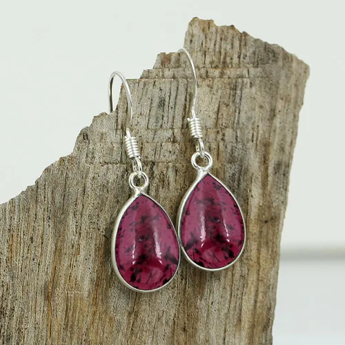 Vista 3 de Teardrop Shape Gemstone Dangle Earrings for Women - Sterling Silver Plated Birthstone Dangle & Drop Handmade Jewelry Earrings - Wedding Chrisrmas