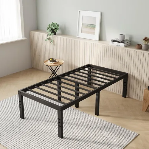 Vista 13 de Novilla Base de cama tamaño Queen, base de cama con plataforma de metal de 14 pulgadas tamaño Queen con espacio de almacenamiento debajo de la cama