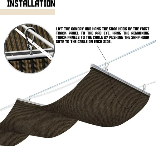 Vista 5 de TANG Cubierta de Sombra para Pérgola de 3' x 12', Toldo Retráctil, Toldos de Sol para Pérgolas de Patio Exterior, Kit para Terraza, Patio Trasero
