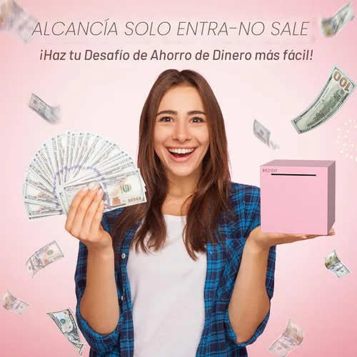Vista 5 de hizgo Alcancía para adultos, banco de acero inoxidable debe abrirse, rosa