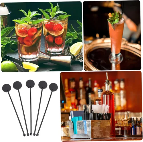 Vista 7 de Angoily 100 piezas de plástico para mezclar bebidas, batidora, batidora, barra de agitación, para mezclar café, whisky, bebidas
