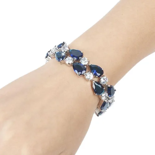 Vista 3 de Ever Faith pulsera vintage con circonitas cúbicas en forma de lágrimas, para mujer.