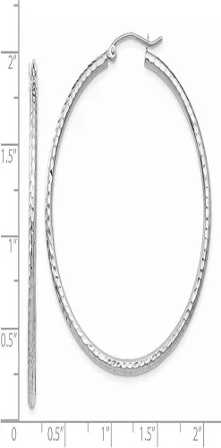 Vista 5 de Aretes de aro de oro blanco de 14 quilates con corte de diamante tubo de 0079in