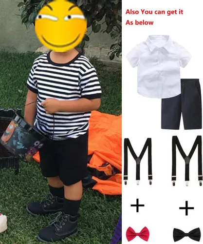 Vista 3 de Ezsskj Wednesday Costumes Kid's Boys Todder Child Teen Pugsley Addams Shorts Addams Family Shorts Black Chino Bottoms