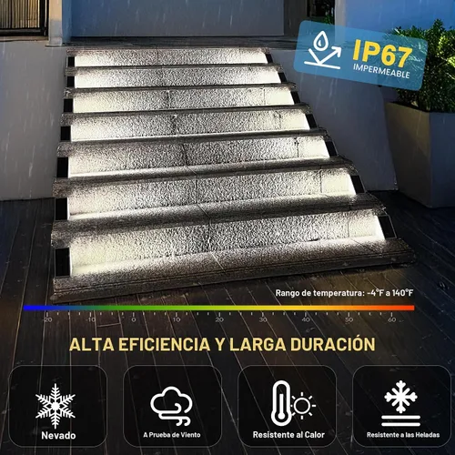 Vista 2 de AUDLES Luces LED Solares para Escalones Impermeables Luces para Escaleras Exteriores, Luz Solar para Terraza Decoración Exterior IP67 Luz de Blanco