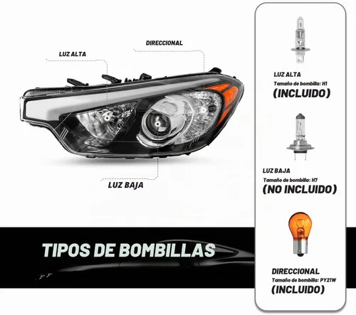 Vista 2 de SOCKIR - Repuesto de faros delanteros para Kia Forte 2014-2016, LH y RH con bombillas Lado del conductor y del pasajero
