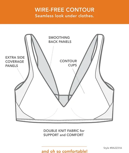 Vista 6 de Warner's - Brasier para mujer No Side Effects, con aros, alisador de axilas y espalda, inalámbrico, ligeramente forrado, estilo camiseta Ra2231a