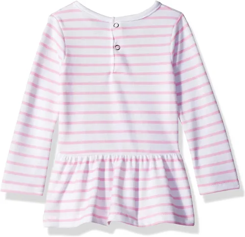 Vista 2 de Hanes Ultimate Baby Flexy - Vestido de manga larga con cubierta de pañales y leggings Rosado Stripe