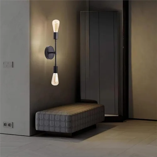 Vista 5 de Lámpara de pared industrial retro con 2 luces para espejo de tocador, apliques dobles para cocina, sala de estar, dormitorio, E27 Lampara Pared