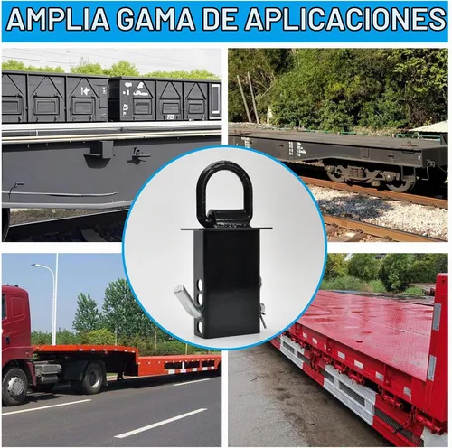 Vista 5 de 2 anillos en D resistentes de 18000 libras de 5/8 pulgadas para estaca de remolque, 4 agujeros de ajuste de bolsillo de estaca, compatibles