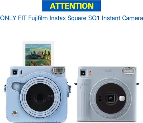 Vista 2 de Rieibi Funda cuadrada SQ1, funda protectora para cámara instantánea Fujifilm Instax Square SQ1, cubierta compacta de piel sintética con correa