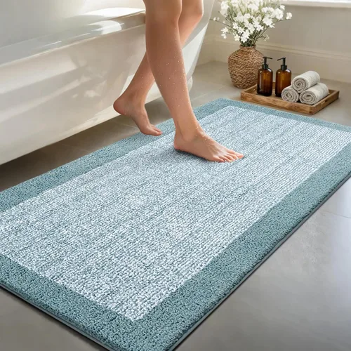 Vista 60 de Alfombras de baño de 17 x 24 pulgadas, antideslizantes, lavables, color gris, para bañera, tapete de baño para baño, tapete suave y absorbente