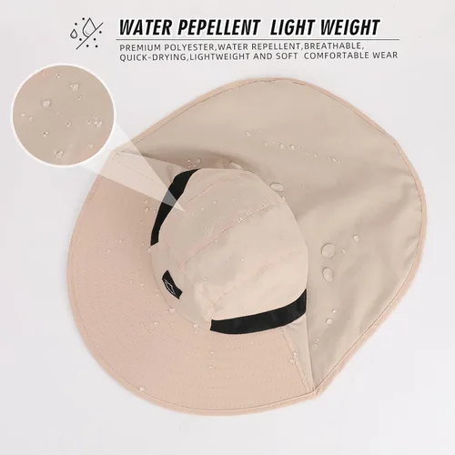 Vista 2 de Rosoz Sombrero de sol al aire libre para hombres y mujeres, UPF 50+sombrero beige (1pack-beige)