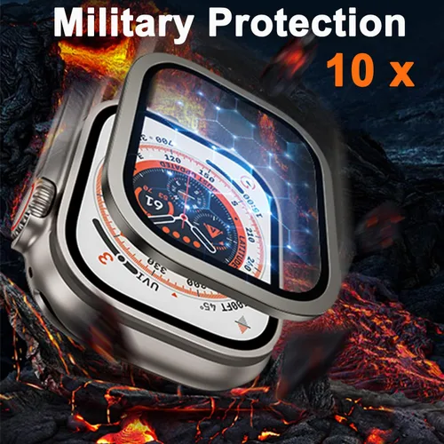Vista 2 de COJOC Protector de pantalla para Apple Watch Ultra 2 / Ultra de 1.732 pulgadas, vidrio templado HD + marco de aleación de titanio, [Keep Original]