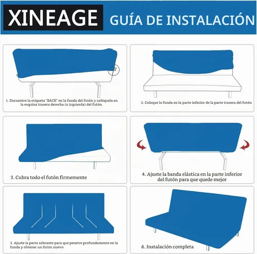 Vista 9 de XINEAGE - Funda elástica para futón y sofá cama, tamaño matrimonial, color Beige