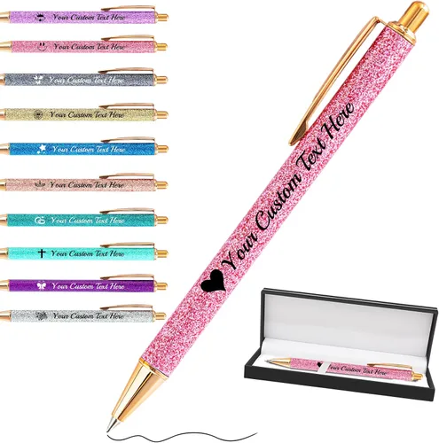 Vista 53 de Bolígrafos personalizados con purpurina con nombre a granel, 10 unidades, bolígrafos personalizados con punta de lápiz digital para mujeres y niñas