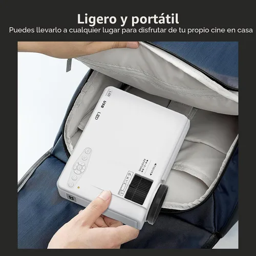 Vista 7 de Proyector Mini 1080P con Pantalla, Proyector de Cine en Casa Portátil con Bluetooth Bidireccional, Entrada HDMI/USB para Smartphone/TV Stick, Ideal
