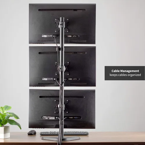 Vista 6 de VIVO Soporte de montaje de escritorio ajustable en altura para monitor LCD vertical triple para 3 pantallas de hasta 27 pulgadas STAND-V003D