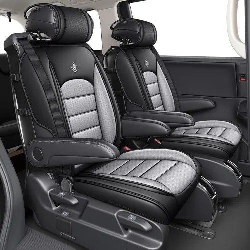 Vista 3 de JOJ Funda de asiento de automóvil para Ford Expedition 2007-2026, fundas de asiento de automóvil impermeables de cuero, juego completo, protector