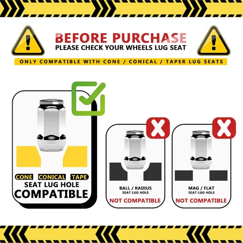 Vista 6 de Tuercas de rueda para carrito de golf cromadas estándar 1/2"-20 para EZGO y Club Car (paquete de 16)