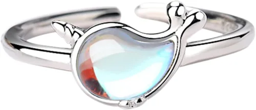 Vista 4 de VALICLUD 2pcs Whale Ring Dolphin Ring Cute Finger Rings Metal Ring Animal Open Ring Sea Animal Ring Date Rings