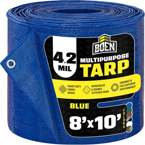 Vista 10 de Cubierta impermeable de lona grande multiusos Azul, 10' x 10' 4.2 Mil de grosor Lonas a prueba de rasgaduras Material de tejido grueso Azul