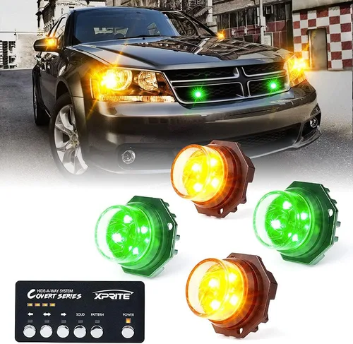 Vista 26 de Xprite Kit de luces estroboscópicas LED ámbar ocultas, 20 patrones intermitentes con panel de control, faros, luces traseras, luces antiniebla