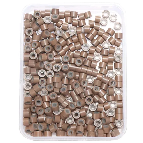 Vista 11 de Anillas de microenlace de 4 mm con forro de silicona, cuentas de oropel para extensiones de pelo, 300 unidades, color negro
