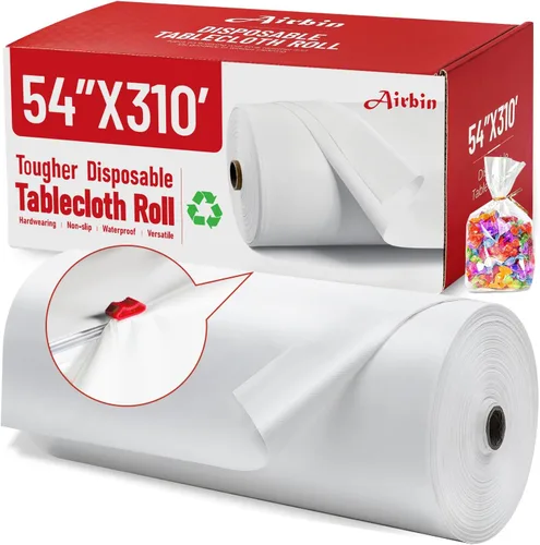 Vista 46 de Mantel de plástico, 110 pies x 54 pulgadas en rollo desechable de plástico
