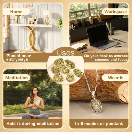 Vista 8 de Wholesalegemshop Pirita dorada natural de una sola pieza en trozos de piedra preciosa de roca Espiritual Miedo Cristal Curación Reiki Feng Shui