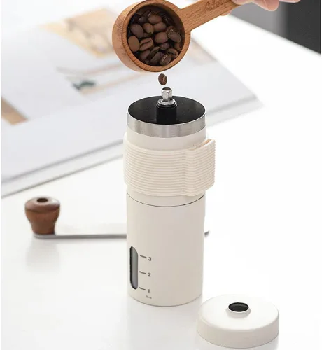 Vista 2 de Molinillo de café manual para uso doméstico, material de acero inoxidable 304, ajuste ajustable, con rebabas de café expreso de mano de cerámica
