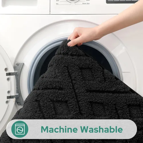 Vista 7 de HOMEIDEAS - Juego de alfombras de baño de 2 piezas, antideslizantes, lavables a máquina, de felpa extra suave y absorbente, para baño, tina y ducha