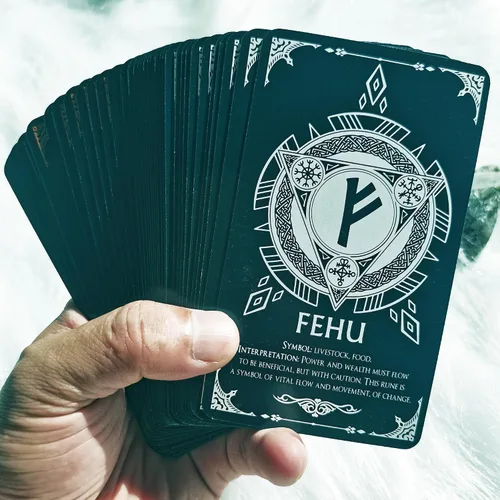 Vista 6 de Han Yu Bowen Oracle Cards - Baraja de tarot de runas de doble color para principiantes con significados