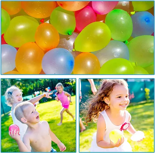 Vista 4 de Hlonon Paquete de 2000 globos de agua, de 5 a 6 pulgadas, multicolor, látex biodegradable, incluye 2 boquillas de manguera, ideal para fiesta