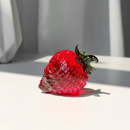 Vista 2 de LONGWIN Paquete de 1 figura de fresa de cristal y 1 figura de calabaza de cristal, fruta y verdura, decoración de cocina para el hogar