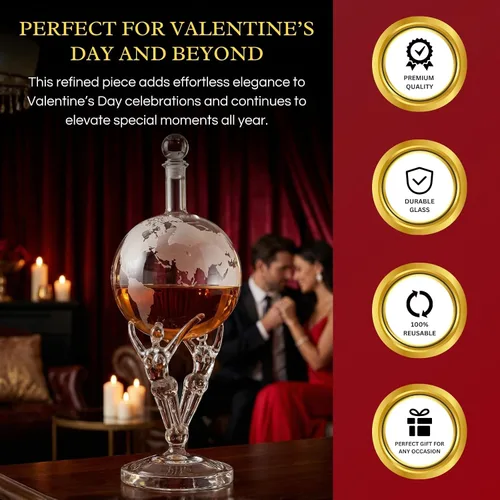 Vista 5 de Decantador de amor, decantador de cristal Romeo y Julieta para el día de San Valentín, para vino y whisky The Wine Savant – 12 pulgadas de alto