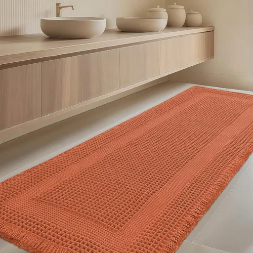 Vista 33 de Tapete de baño con diseño de gofre, moderno, bohemio, absorbente, antideslizante, ultrasuave, lavable a máquina, con letra de baño, dormitorio
