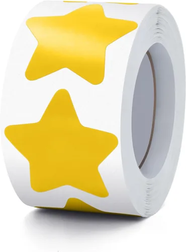Vista 19 de Rollo de calcomanías de estrellas negras de 1 pulgada, autoadhesivas, impermeables, extraíbles, para niños, profesores, negocios, 500