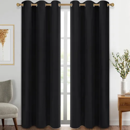 Vista 161 de Diraysid Cortinas opacas beige con ojales para dormitorio, con aislamiento térmico, cortinas de oscurecimiento de habitación, 38 x 54 pulgadas, 2