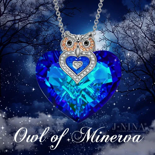 Vista 6 de J.NINA Blue Heart Necklaces for Women, Cute Animal Pendant Necklace for Woman,Butterfly Necklace & Owl Necklace with Crystal from Austria, Birthday