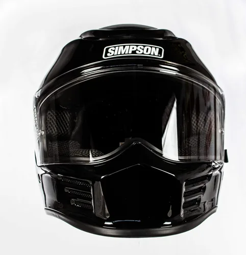 Vista 3 de Simpson SPBM2 Speed Bandit - Casco de carreras de cara completa, tamaño mediano, negro brillante, escudo transparente incluido, escudo ahumado